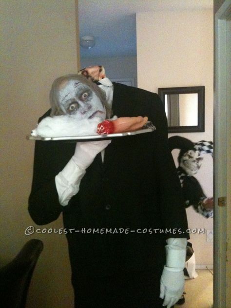 50 Coolest Homemade Head on Platter Costumes Head On A Platter, Butler Costume, Diy Adult Halloween Costumes, Zombie Mask, Homemade Costume, Homemade Costumes, Scary Costumes, Homemade Halloween, Funny Costumes