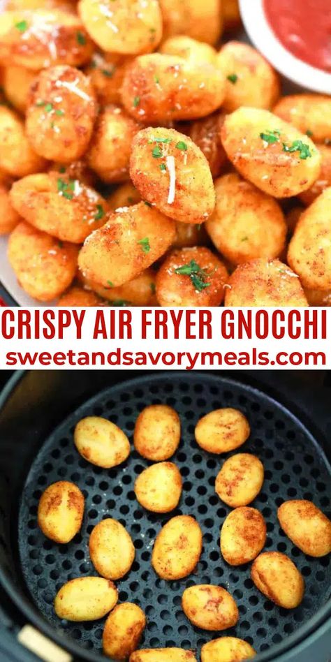 Meals With Potato Gnocchi, Air Fry Gnocchi Recipes, Appetizer Air Fryer Recipes, Crispy Air Fryer Gnocchi, Airfryer Gnocchi Recipes, Best Way To Cook Gnocchi, Air Fryer Recipe Vegetarian, Easy Appetizers Air Fryer, Gnocchi In Air Fryer