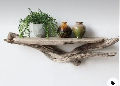 Driftwood Shelves, Takken Decor, Tre Kunst, Driftwood Shelf, Twig Furniture, Diy Driftwood, Driftwood Furniture, Driftwood Diy, Driftwood Mirror