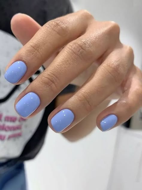 Spring 2024 Gel Nails: Chic Short Designs & Pastel Mani Trends Blue Gel Nails, Squoval Nails, Short Gel Nails, Blue Nail, Dip Powder Nails, Dipped Nails, Chic Nails, Powder Nails, Design Set