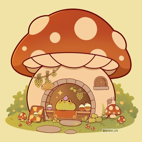 The potion shop 🧙‍♂️🐸 If we are gonna start a mushroom village we will need some shops! 🍄 But don't worry this little wizard has all the… | Instagram Mushroom Potion, Potion Shop, Frog Wizard, Mushroom Village, Village Drawing, Mushroom Drawing, Cute Little Tattoos, Cute Desktop Wallpaper, Animal Crafts For Kids