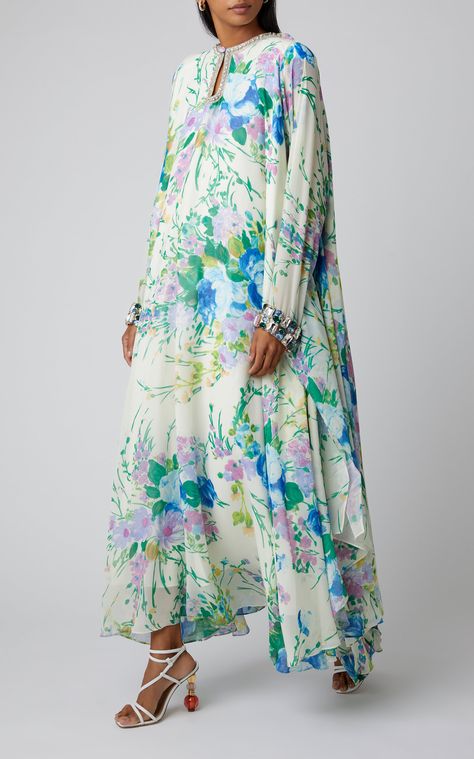 Prints Outfit, Dress Wishlist, Ramadan Collection, Chiffon Kaftan, Morning Dress, Richard Quinn, Floral Print Chiffon, Indian Suits, Print Inspiration