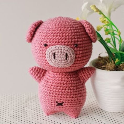 Crochet Pig Doll - Free Pattern Pig Doll, Small Pigs, Crochet Pig, Pola Amigurumi, Knitted Flowers, Amigurumi Free, Drops Design, Amigurumi Free Pattern, Crochet Pattern