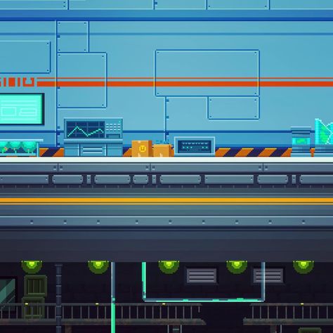 Factory Pixel Art, Factory Background, Futuristic Laboratory, Lab Background, 2d Game Background, 2d Platformer, Platformer Game, Indie Game Art, Game 2d