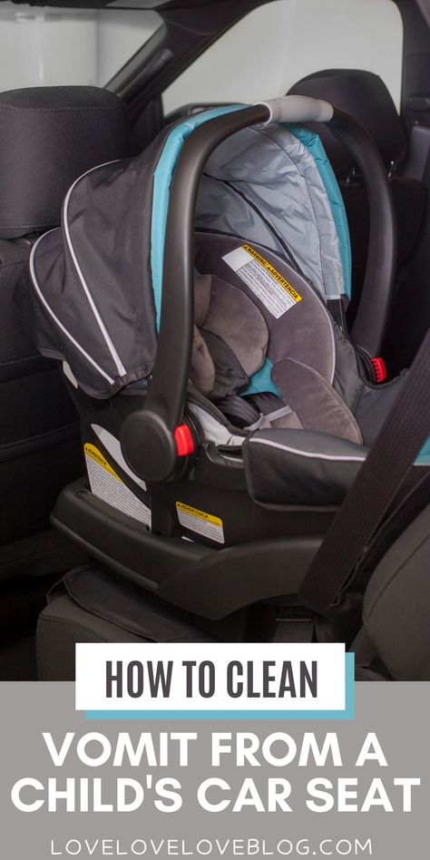 A child's car seat installed rear-facing in a car. How To Clean A Car Seat, Toddler Throwing Up, Car Seat Cleaner, Car Seat Upholstery, Clean Car Seats, Best Baby Car Seats, Car Seat Pad, Toddler Hacks, Seat Cleaner