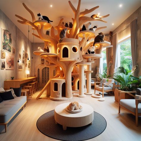 Luxury Cat Room, Cat Tower Diy, Cat Bakery, Cat Room Decor, Cat Bedroom, Cat Castle, An Organized Home, Amazing Bedroom Designs, Cat Patio