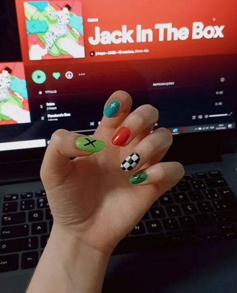 Jack In The Box Nail Art, Jhope Nail Art, Nail Art Army, Jhope Nails, Hope Nail Art, Album Cover Nails, Kpop Nail Art, Sehun Vivi, Happy Birthday Kim Taehyung