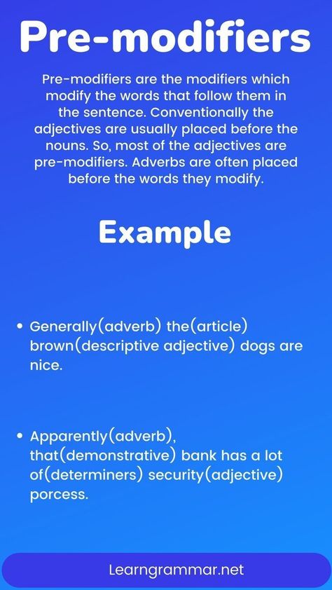 Modifiers Grammar, Sentence Grammar, English Quiz, Grammar English, English Grammar Rules, The Sentence, Grammar Rules, English Lessons For Kids, English Grammar