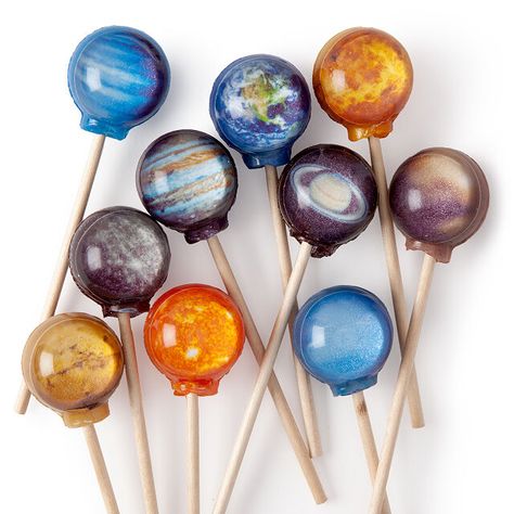 Planet Lollipops | handmade candy | Uncommon Goods Galaxy Lollipops, Science Gifts For Kids, Handmade Candy, Caramel Creams, Outer Space Birthday, Space Birthday Party, Classic Candy, Uncommon Goods, Tropical Punch