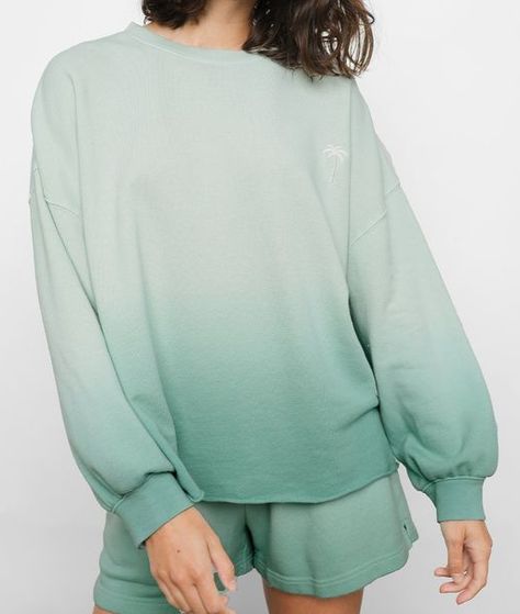 Minimal Tie Dye, Green Dip, Green Dips, Green Crew Neck, Tie Dye Sweatshirt, Dip Dye, Full Sleeves, Jade Green, Acid Wash