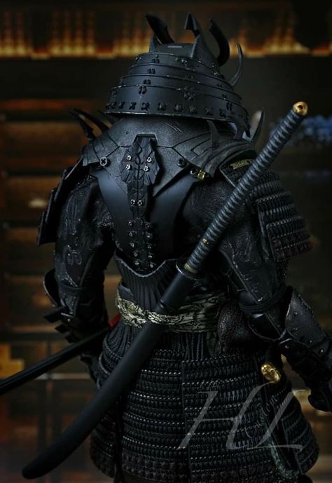 Samurai Batman 2.0 HL 1/6 Scale Custom Studio Black Samurai Armor, Samurai Batman, Futuristic Samurai, Samurai Armour, Monster Pictures, Shadow People, Batman 2, Warrior Concept Art, Army Gears