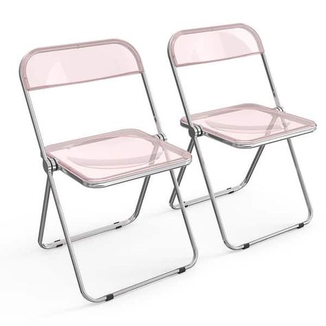 2PC Folding Stackable Acrylic Chair Transparent - Bed Bath & Beyond - 39721434 Outdoor Plastic Chairs, Clear Chair, Clear Dining Chairs, Acrylic Chairs, Acrylic Dining Chairs, Compact Chair, Transparent Chair, Clear Chairs, Acrylic Chair