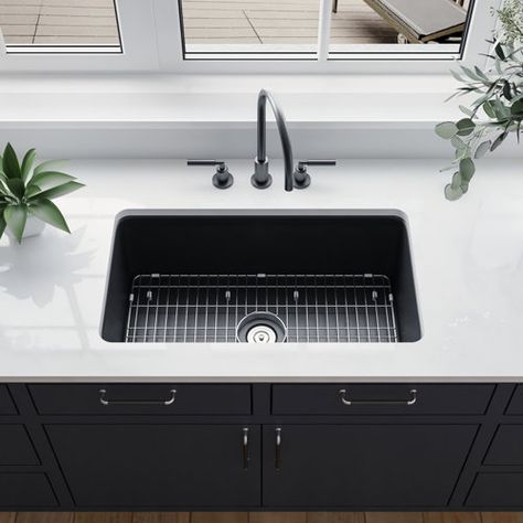 Ruvati 57" L x 19" W Undermount Kitchen Sink | Wayfair Under Mount Kitchen Sink, Stainless Steel Utility Sink, Top Mount Kitchen Sink, Wall Mount Sinks, Console Sinks, Sink Grid, Glass Vessel Sinks, Fireclay Sink, Kitchen Vanity