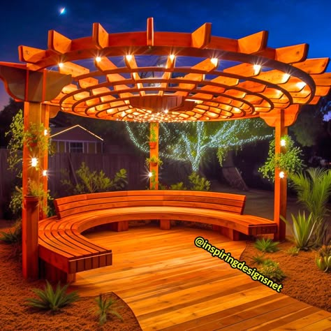 Beautiful Houses Exterior, Small Gazebo, Tree Chair, Curved Pergola, Large Gazebo, Outdoor Lounge Area, Aluminum Pergola, Wooden Pergola, Wildflower Meadow