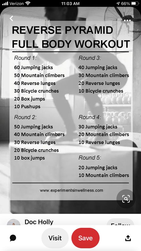 Reverse Pyramid, Pyramid Workout, Bicycle Crunches, Box Jumps, Reverse Lunges, Jumping Jacks, Full Body Workout, Push Up