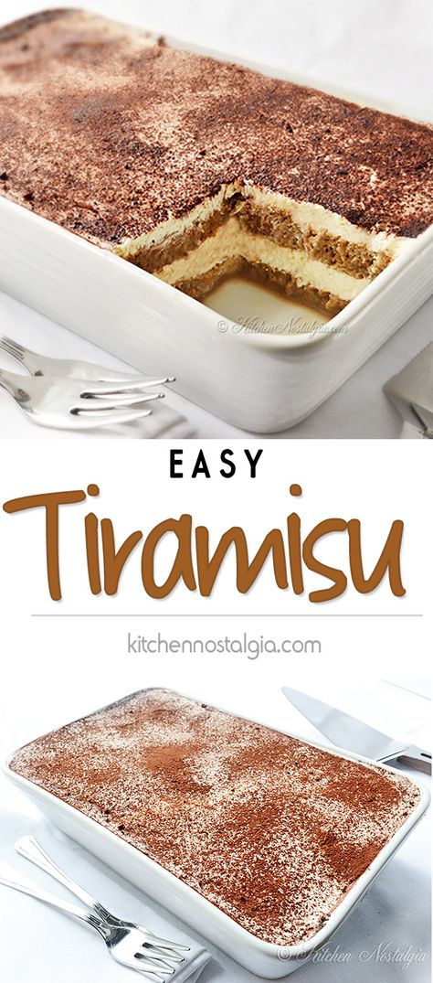 Easy Tiramisu Recipe - easy 5-minutes, no-bake tiramisu recipe without eggs in the filling No Bake Tiramisu Recipe, Tiramisu Recipe Without Eggs, Tiramisu Recept, Easy Tiramisu, Easy Tiramisu Recipe, Summer Planning, Pembuat Roti, Tiramisu Dessert, Tiramisu Recipe