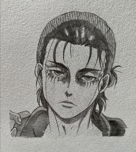 Eren Pencil Sketch, Eren Sketch, Eren Drawing, Best Anime Drawings, Anime Drawing Books, Drawing Heads, Anime Body Drawing, Easy Drawings Sketches, Attack On Titan Art