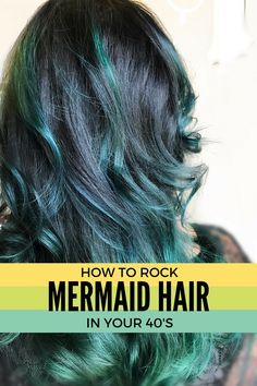 Are you 40 Plus and wanting to try the Mermaid Hair trend? Learn how you can pull it off Blue Mermaid Hair, Hair Colors For Blue Eyes, Teal Hair Color, Hair Colour Ideas, Unicorn Hair Color, Golden Brown Hair Color, Colorful Mermaid, Holographic Hair, Mermaid Hair Color