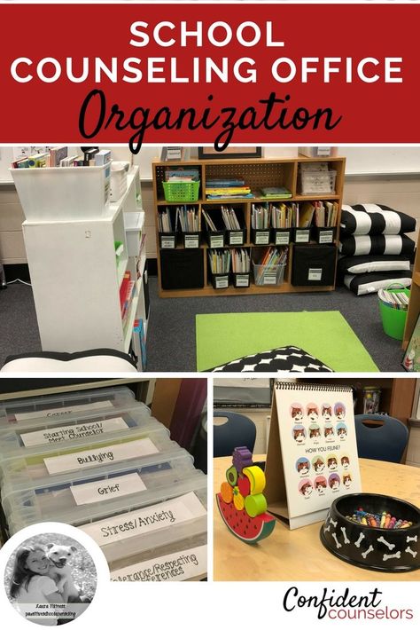 School counseling office inspiration is needs this time of year. Check out these 10 tips for school counseling office organization to help you prioritize what is important for your school counseling office. Counseling Office Organization, School Social Worker Office, School Administration Office, Elementary School Counselor Office, High School Counseling Office, School Counselor Classroom, School Counselor Organization, Counselors Office, Counseling Decor