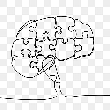 Brain Outline Drawing, Puzzle Art Drawing, Psychology Art Drawing, Brain Drawing Aesthetic, Brain Drawing Creative, Over Thinking Drawing, Puzzle Drawing Ideas, Brain Line Art, Psychology Drawing