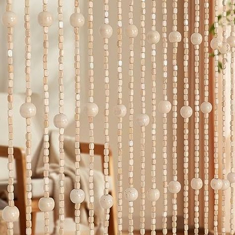 Amazon.com: Foreate Handmade Beaded Curtains for Doorway Natural Wood Beaded Curtains Hippie Curtain for Hallway, 35.5 x 75 Inches Door Curtains Room Divider Bohemian Home Decor, Ivory : Home & Kitchen Door Beads Curtain, Curtains Room Divider, Door Curtains Diy, Beaded Curtains Doorway, Hippie Curtains, Curtain Room Divider, Curtains Room, Earthy Vibes, Door Beads