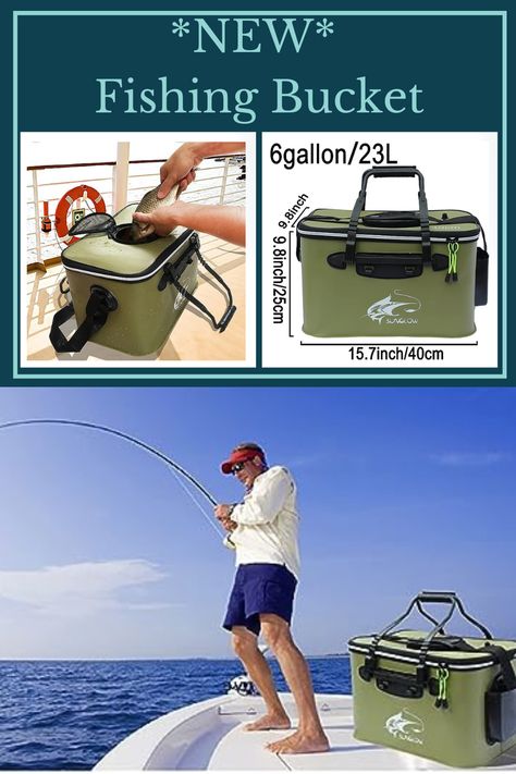 The foldable fishing bucket is a convenient and space-saving essential for every angler. Made from durable and waterproof materials, this collapsible bucket can hold water to keep your catch fresh or serve as a handy storage solution for your fishing gear. Its compact design makes it easy to pack and carry on fishing trips. #Fishing #Livewell #Fish #Bucket #Cooler #Seat #Sponsored Bait Bucket, Fishing Bucket, Collapsible Bucket, Bucket Cooler, Fishing Bag, Fish Bait, Live Fish, Fish In A Bag, Fishing Bait