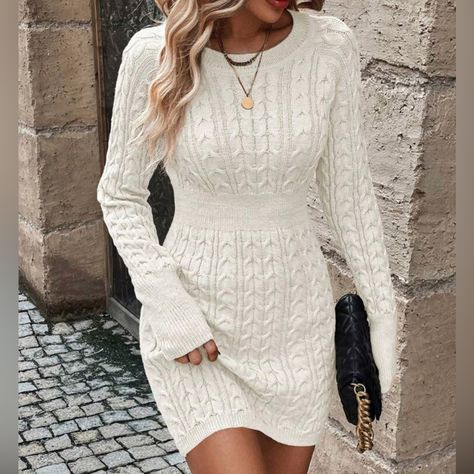 Cream sweater dress outfit