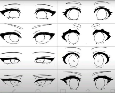 Anime Art Style Tutorial Easy, Mha Easy Drawing, Mha Eyes Base, Mha Eyes Reference, Mha Eyes, Mha Base, Eye References, Mata Manga, Easy Eye Drawing