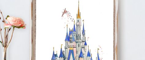 Disneyland Nursery, Disney Wall Art, Disneyland Castle, Castle Painting, Tout Rose, Disney Nursery, Sleeping Beauty Castle, Disney Home Decor, Castle Wall