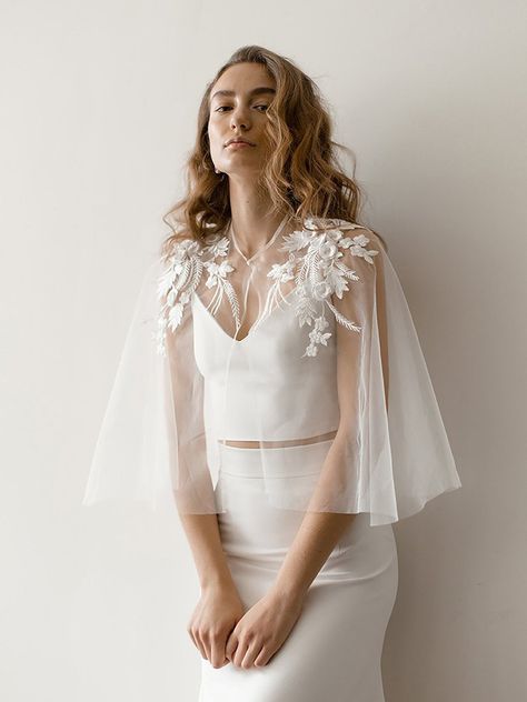 9 Bridal Accessories You'll Need on Your Wedding Day - sheer bridal cape Lace Bolero Wedding, Bridal Capelet, Bridal Cover Up, Bolero Wedding, Bridal Bolero, Lace Bolero, Wedding Cape, Bridal Cape, Etsy Wedding Dress