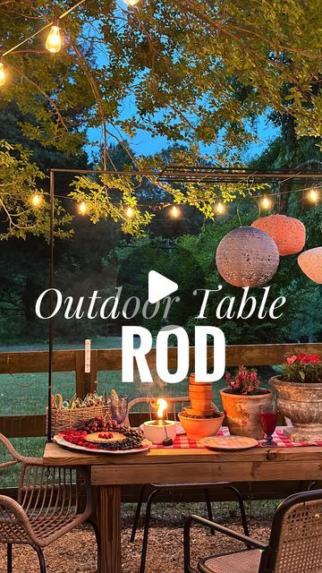 Over The Table Rod Decor, Magical Spaces, Coastal Fireplace, Landscape Meadow, Backyard Table, Outdoor Table Decor, Outdoor Food, Backyard Diy Projects, Food Table