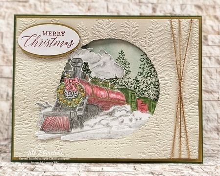 Greatest Adventure Christmas Train | greenthumbstampers Train Christmas Cards, Train Cards, Masculine Cards Handmade, Stampin Up Weihnachten, Ctmh Cards, Paper Crafts Card, Handmade Inspiration, Stampin Up Christmas Cards, Christmas Train