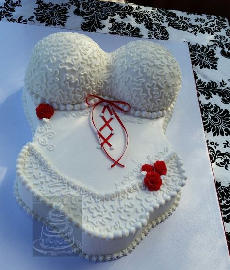 Bridal shower corset cake Heart Shaped Bridal Shower Cakes, Bridal Shower Heart Cake, Married Af Cake Heart, Lingerie Shower Cake, Wedding Corset Dress With Heart-shaped Neckline, Lingerie Cake, Bra Cake, Bridal Shower Cake Ideas, Lingerie Shower Cookies