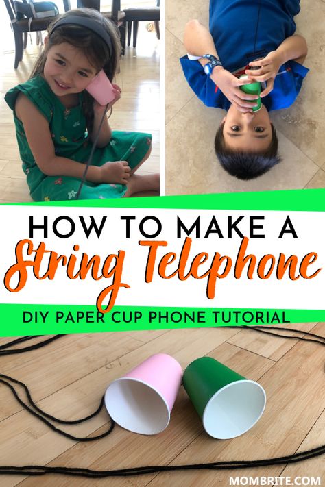 Remember making a paper cup phone during elementary school? This fun STEM activity is a great way to explain how traditional phones actually work using just paper cups you already have at home! Check out this fun kids activity you'll also enjoy doing while reliving childhood memories...  #STEMPreschoolActivity #DIYStringTelephone #PaperCupPhoneKidsActivity Phone Craft Preschool, Paper Cup Phone, Preschool Steam, Spring Stem, Phone Craft, Paper Cup Crafts, Fun Stem Activities, Kids Activities At Home, Senses Activities