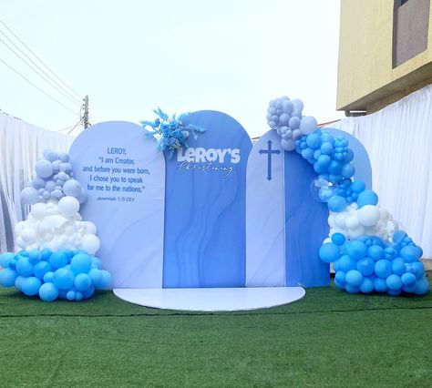 This design can be styled for different events like batispm, Christening and dedication Baby Dedication Decorations, Christening Backdrop Boy, Baby Dedication Decor, Baby Boy Christening Decorations, Boy Christening Decorations, Christening Backdrop, Christening Theme, Baby Dedication Party, Christening Themes