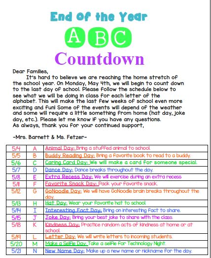 ABC Countdown till the End of the Year. Mrs. Barnett First Grade Alphabet Bootcamp, Abc Countdown To Summer, Abc Countdown, Countdown To Summer, School Countdown, Abc Centers, Countdown Activities, Summer Kindergarten, Abc School