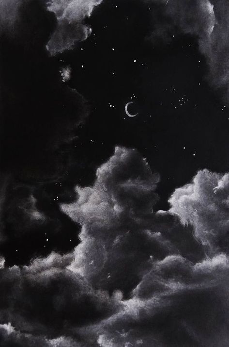 Original Art Charcoal/Chalk Drawing, measuring: 14.3W x 20.5H x 0.1D cm, by: Edgar Guiza (Colombia). Styles: Figurative. Subject: Seasons. Keywords: Silence, Stars, Stillness, Sky, Moon, Night. This Charcoal/Chalk Drawing is one of a kind and once sold will no longer be available to purchase. Buy art at Saatchi Art. Night Skies Drawing, Night Sky Pencil Drawing, Moon Charcoal Drawing, Drawing Stars Sky, Star Sky Drawing, Dark Charcoal Art, Seasons Drawing, Night Drawings, Dark Naturalism Aesthetic