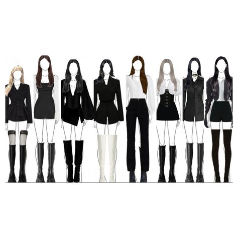 Kpop Stage Outfits 9 Members, Kpop Stage Outfits Ideas 8 Members, Stage Outfits 9 Members, 9 Members Outfits, 9 Member Girl Group Outfits, 8 Member Girl Group Outfits, Kpop Dream, Gg Outfits, Pop Ideas