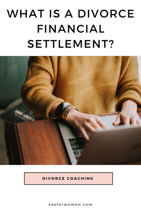 A divorce financial settlement is the agreement directing how assets and debts are to be divided between the parties in a divorce. Most divorce financial settlements will involve dividing the entire estate equally 50/50. Sometimes it is more equitable to have one spouse receive more assets or less debt depending on childcare, current salaries, and other factors. Divorce At 50, Divorce Finances, Divorce Coaching, Coping With Divorce, Divorce Settlement, Divorce Support, Divorce Help, Divorce Advice, Post Divorce