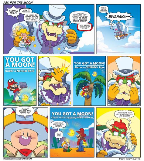 Ask For The Moon by Andy Kluthe. Published November 30 Super Mario Smash, Super Mario Memes, Funny Mario, Magnifying Glass Icon, Mario Smash, Mario Comics, Mario Funny, Mario Memes, Sunday Comics