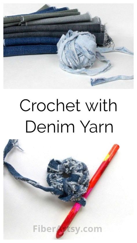 Do you knit or crochet? Have you tried knitting or crocheting with Denim Yarn. Denim yarn is a great way to recycle or upcycle your old jeans. Give the old Levi's new life! Great for many knit and crochet patterns such as bags, purses or throw rugs. A step by step tutorial by FiberArtsy.com Denim Yarn, Jeans Crafts, Fabric Crafts Diy, Diy Fabric Crafts, Amazing Crafts, Artificial Christmas Garland, Burlap Crafts, Learn How To Crochet, Pinterest Group