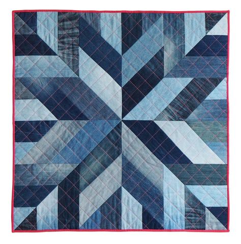 Jean Quilt Ideas, Denim Quilt Patterns, Denim Quilts, Blue Jean Quilts, Jean Quilt, Quilt Modernen, Blue Jeans Crafts, Denim Quilt, Patchwork Quilt Patterns