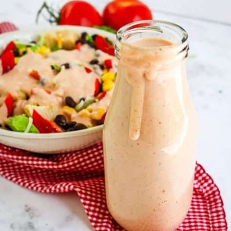 Chick fil A Creamy Salsa Dressing - Delightful E Made Creamy Salsa Dressing, Salsa Dressing, Avocado Lime Ranch Dressing, Salmon Tacos Recipe, Salsa Ranch, Yogurt Ranch Dressing, Healthy Breakfast Meal Prep, Creamy Salsa, Easy Taco Recipes