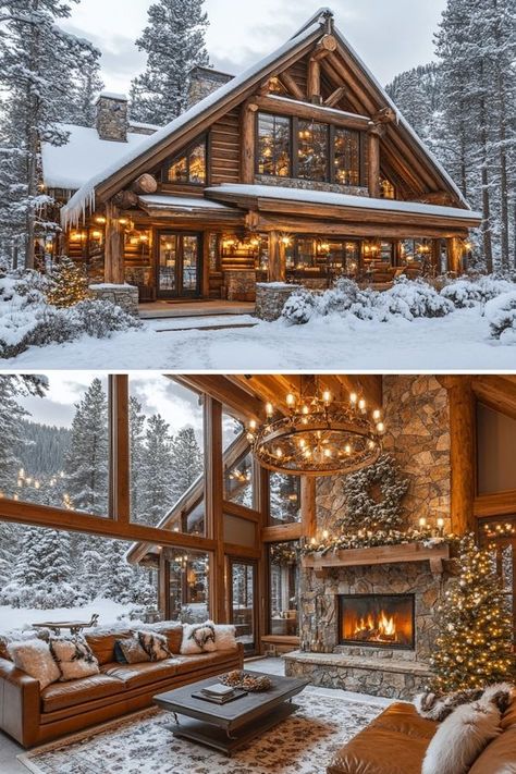 Log Cabin Vibes Amish Log Cabins, Dream House Cabin, Chinking Log Cabin, Log Cabin Home Decor, Log Home Interiors Rustic, Modern Log Cabin Homes, Fancy Log Cabin, Log Cabin Floor Plans With Loft, Cozy Cabin Exterior