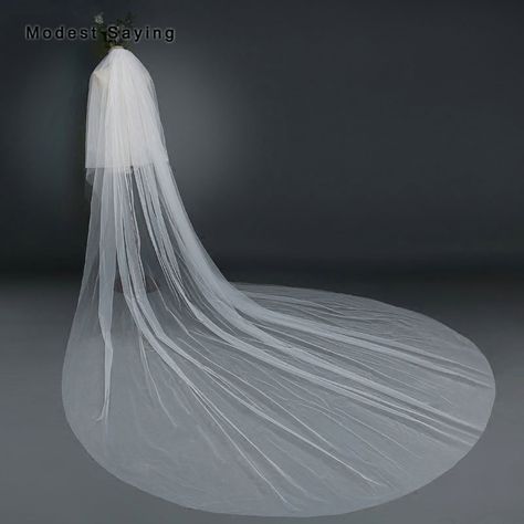 Find More Bridal Veils Information about High Quality Simple White 2 Layers 5M Soft Tulle Wedding Veils with Comb Church Cathedral Train Bridal Veils velos de novia 2018,High Quality Bridal Veils from modest saying Lacebridal Store on Aliexpress.com Chapel Length Wedding Veil, Cheap Wedding Veil, Wedding Dresses Fit, Tulle Wedding Veil, Long Veil Wedding, Cathedral Bridal Veils, Cathedral Wedding Veils, Bride Costume, Wedding Bridal Veils