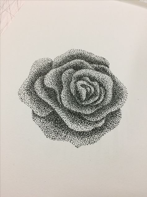 Rosa puntillismo Stippling Art Easy, Stippling Portraits, Dotted Drawings, Stippling Art, Pen Art Drawings, Dot Work Tattoo, Real Tattoo, Drawing Tutorial Easy, Stippling