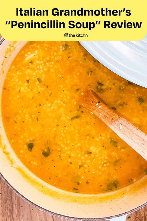 Registered Dietician Blair Ward’s nana’s Italian “Penicillin Soup” recipe is a great way to boost your immune system. Penicillin Soup, Soup For Sick, Immunity Soup, Italian Penicillin, Eat When Sick, Pastina Recipes, Pastina Soup, Healing Soup, January Blues