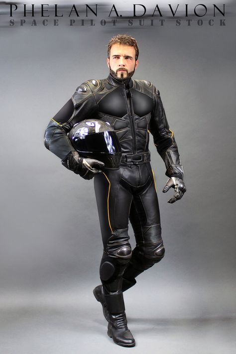 Space Pilot Suit STOCK IV by PhelanDavion on DeviantArt Space Pilot, Pilot Suit, Motorcycle Clothes, Ninja Bike, Pilot Costume, Futuristic Helmet, Male Outfits, Bike Leathers, Futuristic Armour