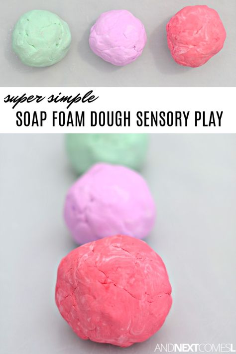 Heavy Work Activities, Foam Dough, Sensory Recipes, Homemade Soap Ideas, Gestalt Language Processing, Sensory Play Recipes, Bubble Diy, Soap Dough, Light Table Activities