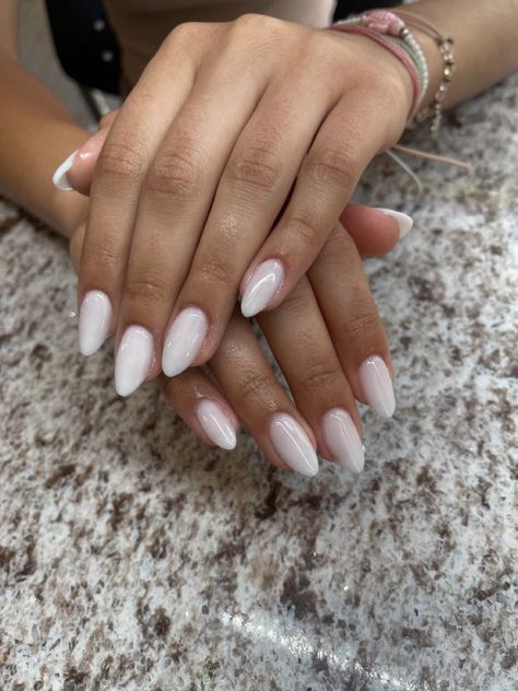 Trendy Almond Nails, Paznokcie Hello Kitty, White Almond Nails, White Gel Nails, Kutek Disney, Milky Nails, Nail Looks, A I, Nagel Tips